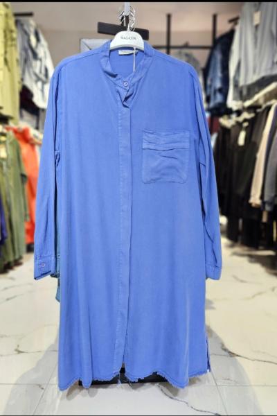Uzun Boy Tensel Gömlek  Gök Mavi
