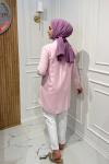 Püsküllü Tensel Gömlek Açık Pembe