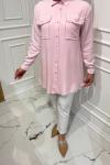 Püsküllü Tensel Gömlek Açık Pembe