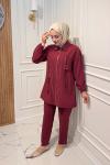 Bağcık Detaylı Takım  Bordo