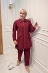 Bağcık Detaylı Takım  Bordo