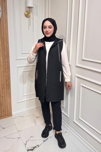 Cebi Taşlı Yelek Siyah