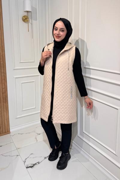 Cebi Taşlı Yelek Bej
