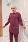 Cebi Taşlı Modal Takım  Bordo