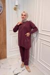 Cebi Taşlı Modal Takım  Bordo