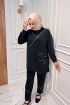 Cebi Taşlı Modal Takım  Siyah