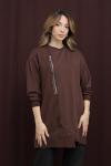 Fermuarlı Tunik Kahverengi