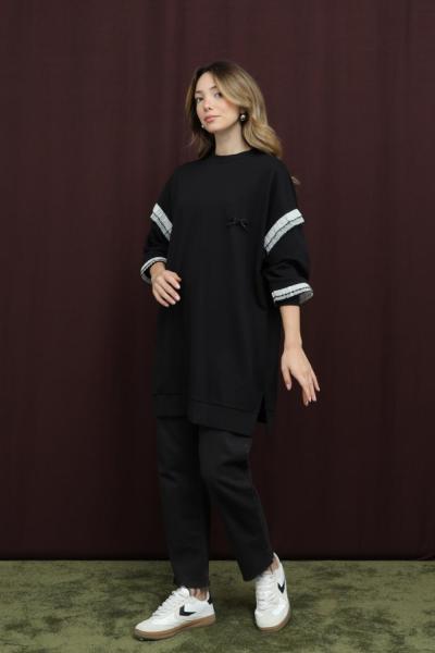 Fırfır Detaylı Tunik Siyah