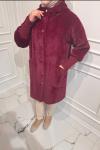 Gold Düğmeli Angora Kaban Bordo