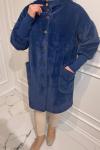 Gold Düğmeli Angora Kaban Lacivert