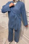Yandan Bağlamalı Tensel Takım  Açık Mavi