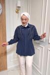 Boncuk İşlemeli Ceket Lacivert