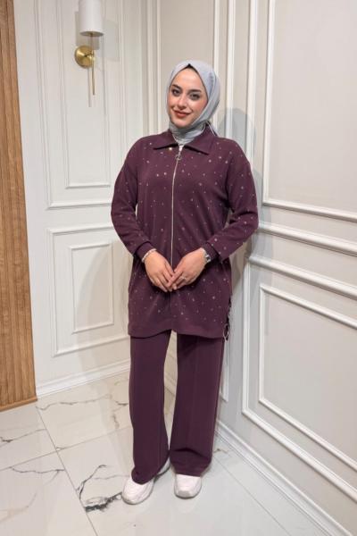 Yanları Halkalı Modal Takım  Bordo