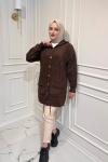 Angora Kapşonlu Hırka Kahverengi