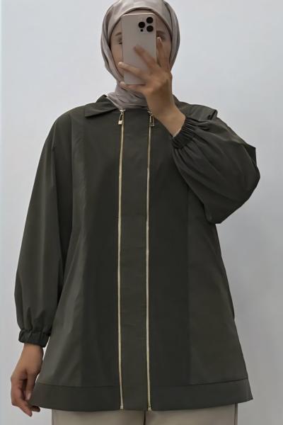 Çift Fermuarlı Kap  Haki