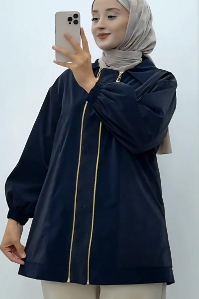 Çift Fermuarlı Kap  Lacivert