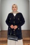 Angora Sim Detaylı Hırka  Siyah
