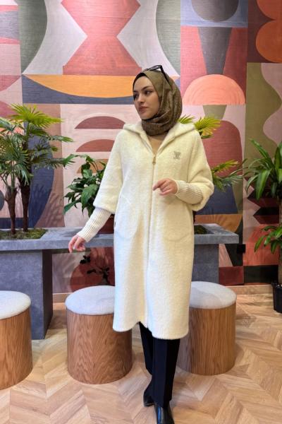 Fermuarlı Angora Kaban Ekru