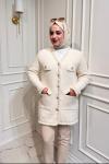 Angora Sim Detaylı Hırka  Ekru