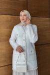 Angora Sim Detaylı Hırka  Ekru