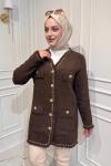 Angora Sim Detaylı Hırka  Kahverengi