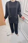 Fermuarlı Detaylı Takım  Siyah