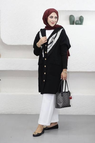 Uzun Angora Hırka  Siyah