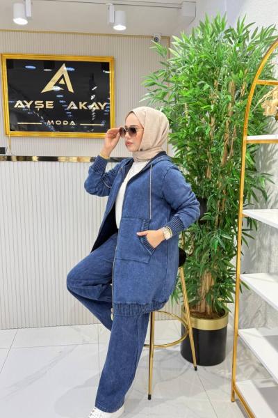 Yıkamalı 2 İp Takım  Lacivert