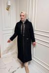 Uzun Boy Kapşonlu Kap Siyah