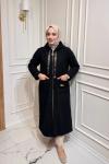 Uzun Boy Kapşonlu Kap Siyah