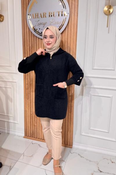 Angora Fermuarlı Kap  Siyah