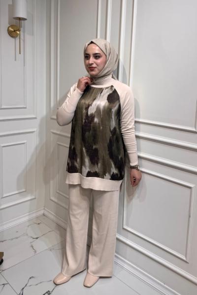 Fermuarlı Kupra Tunik  Krem