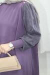 Düğme Detaylı Kupra Tunik  Lila