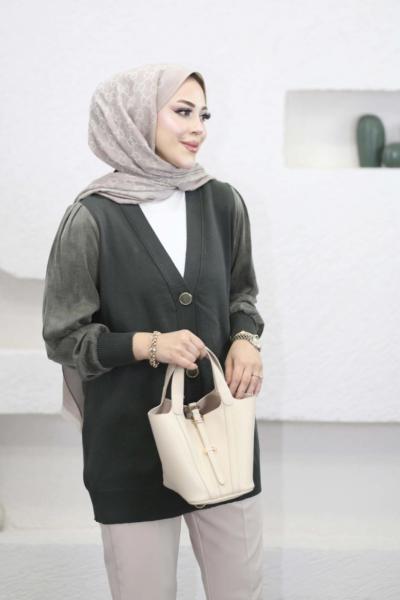 Kupra Kollu Merserize Hırka  Haki