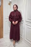 İpek Kupra Elbise  Bordo