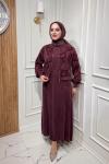 İpek Kupra Elbise  Bordo