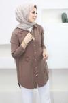 Yıldız Tensel Gömlek  Kahverengi