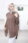 Yıldız Tensel Gömlek  Kahverengi