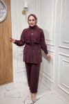 Güpür Detaylı Takım  Bordo
