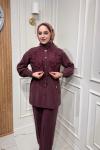 Güpür Detaylı Takım  Bordo