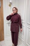 Güpür Detaylı Takım  Bordo
