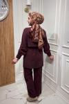 Güpür Detaylı Takım  Bordo