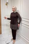 Yelda İpek Kupra-Oysho Takım  Kahverengi
