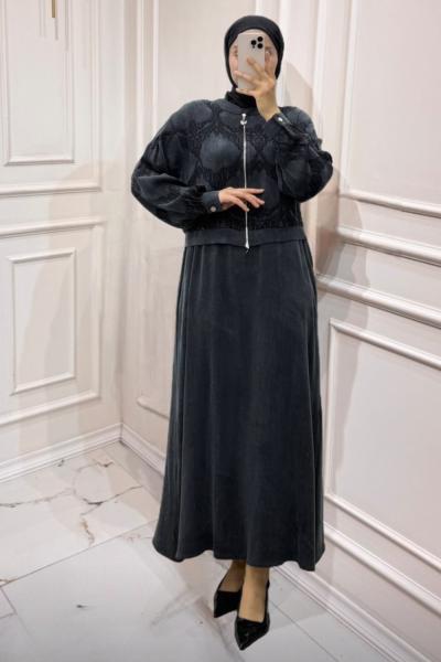 İpek Kupra Elbise  Siyah