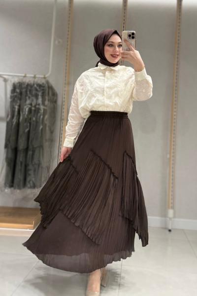 Katlı Etek Kahverengi