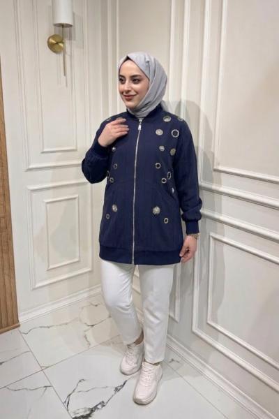 Astarlı Bomberli Kap Lacivert