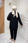 Düğme Detaylı Takım  Siyah