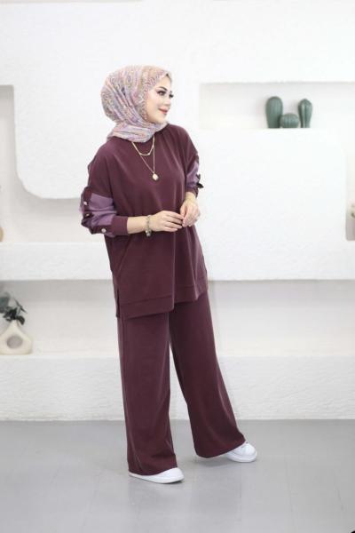 Yaka Büzgülü Takım  Bordo