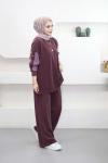 Yaka Büzgülü Takım  Bordo