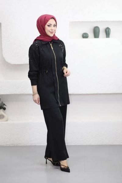 Boncuk İşlemeli Takım  Siyah